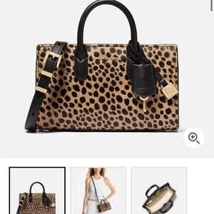 Michael Kors Brown and Black Satchel with Animal Print